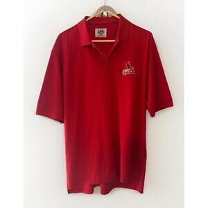 Vintage St Louis Cardinals Lee Sport Red Size XL Collar Polo Shirt Mens Large